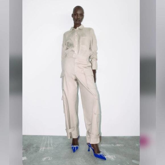 Zara Blue EMBELLISHED BOW HEELED SLINGBACKS - Picture 15 of 15